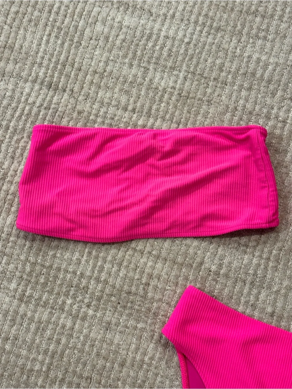 Frankie's Bikinis Hot Pink Ribbed 3-Piece Bikini Set 🌺